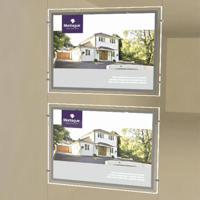 Doppelseitige an der Wand befestigte LED-Licht-Fenster-Anzeigen für Immobilienmakler