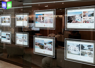 China Acryl-LED Fenster-Anzeigen des ultra dünnen Plakat-Rahmen-Leuchtkasten-für Immobilienmakler fournisseur